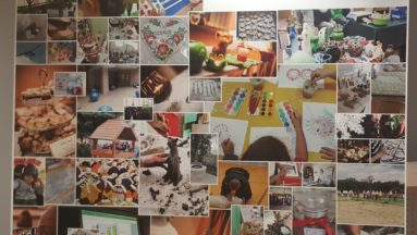 Roll up o wymiarach 200cm x 200 cm zaweirający zdjęcia z różnych projektów w Ośrodku Działaj Lokalnie Kraina św. Anny