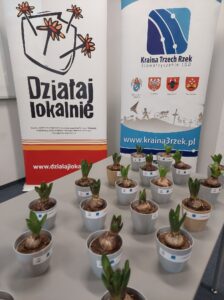 Kwiaty dla&nbsp;uczestnik&oacute;w gali, rollupy w&nbsp;tle.