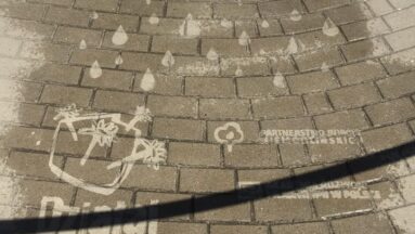 Deszczówką podlewanie oszczędza wodę w kranie- deszczowe grafiti w Borach Niemodlińskich