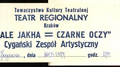 Afisz z informacją o spektaklu teatralnym z roku 77